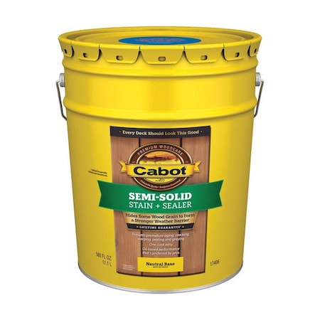 Cabot Cabot Semi-Solid Low VOC Semi-Solid Tintable Neutral Base Oil-Based Deck and Siding Stain 5 gal 140.0017406.008